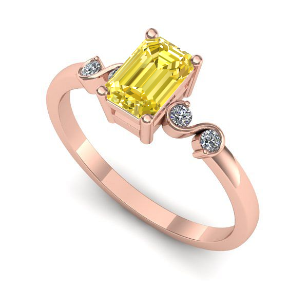 Inel din aur roz cu safir galben