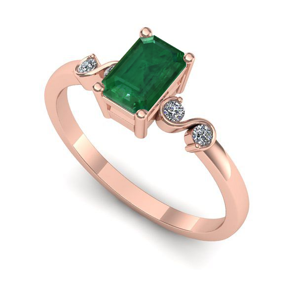 Inel din aur roz cu smarald