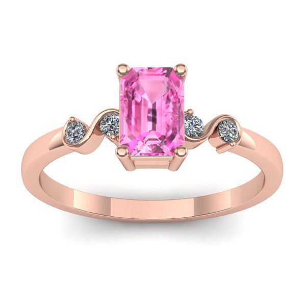 Inel cu safir roz dreptunghiular