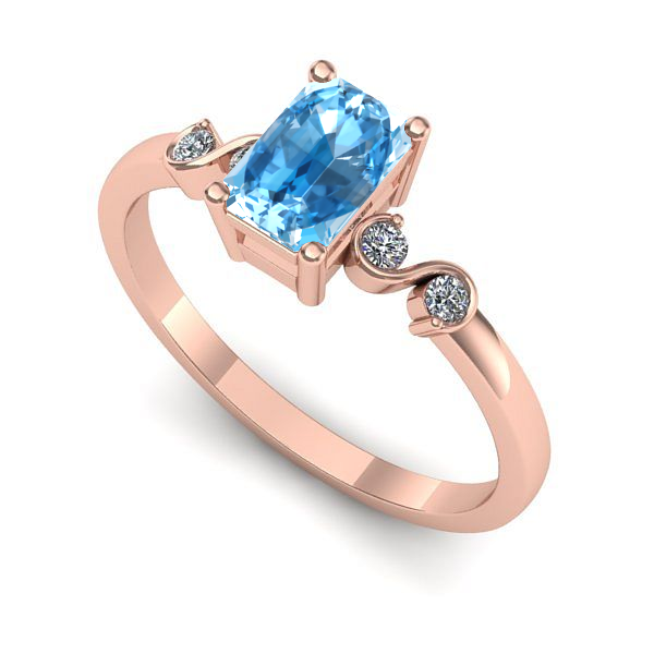 Inel logodna din aur roz cu topaz blue