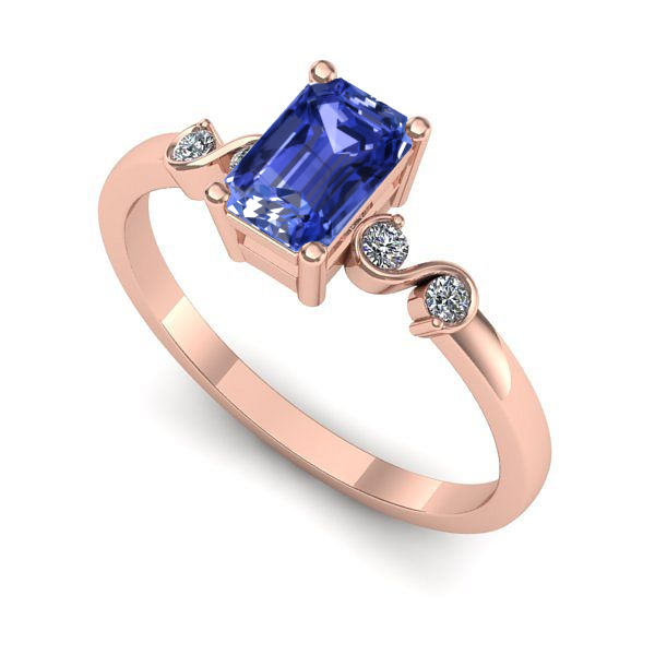 Inel din aur roz cu tanzanit