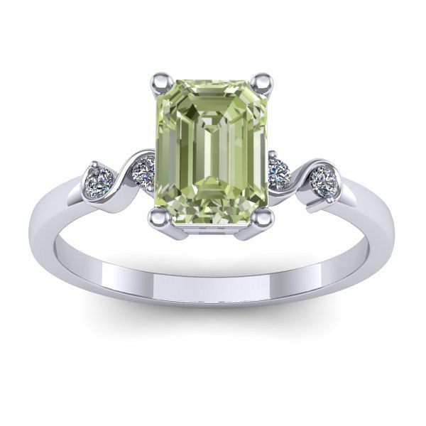 Inel de logodna cu diamant de laborator verde dreptunghiular