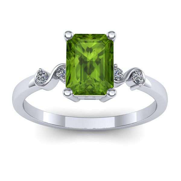 Inel de logodna cu peridot dreptunghiular