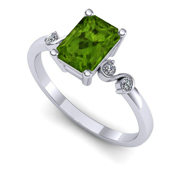 Inel din aur alb cu peridot
