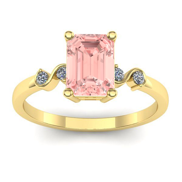 Inel de logodna cu diamant de laborator roz dreptunghiular
