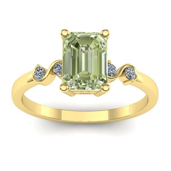 Inel de logodna cu diamant de laborator verde dreptunghiular