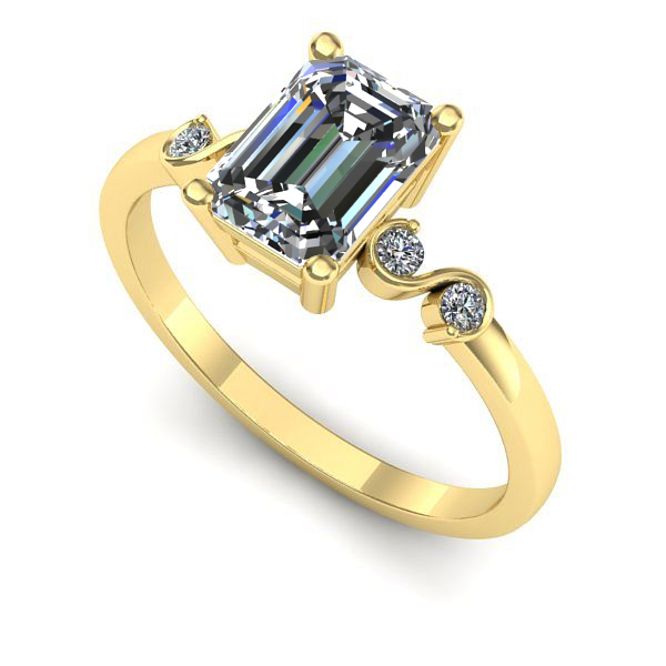 Inel din aur galben cu diamant de laborator