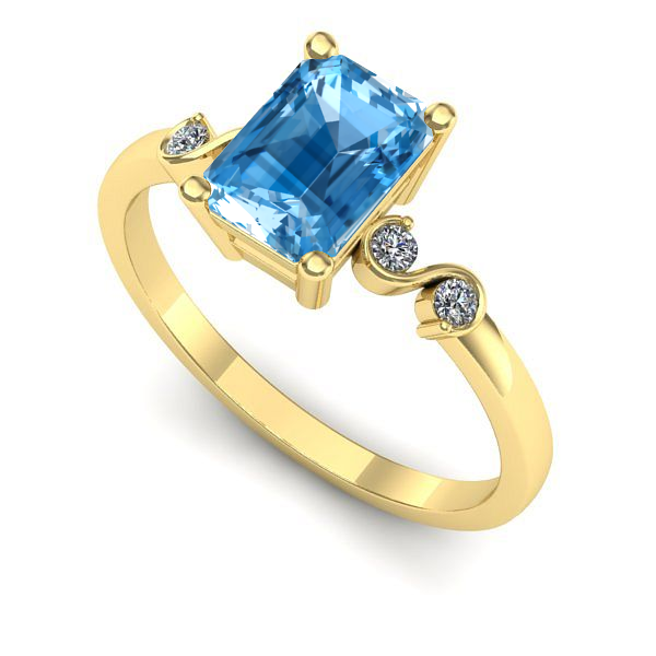 Inel din aur galben cu topaz blue