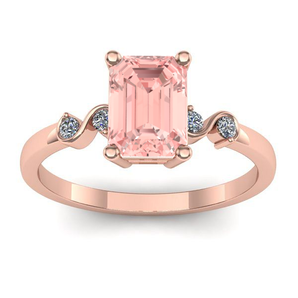 Inel logodna cu diamant de laborator roz dreptunghiular