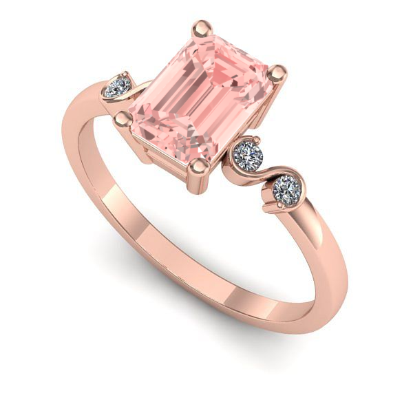 Inel logodna din aur roz cu diamant de laborator roz