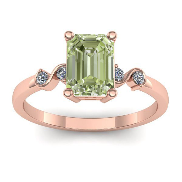 Inel logodna cu diamant de laborator verde dreptunghiular