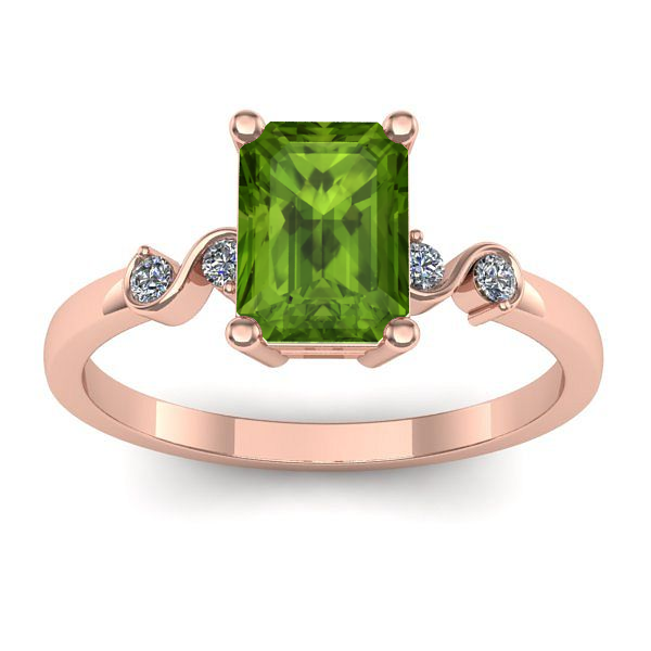 Inel cu peridot dreptunghiular