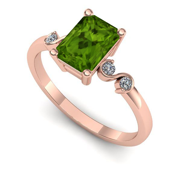 Inel logodna din aur roz cu peridot