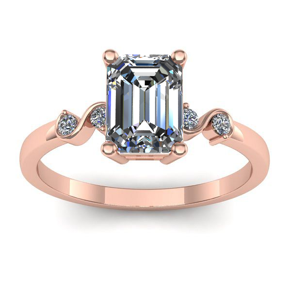 Inel cu diamant de laborator dreptunghiular