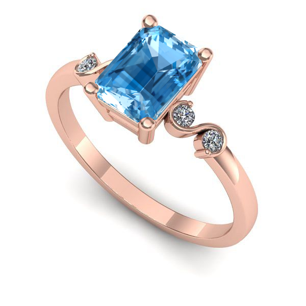 Inel din aur roz cu topaz blue