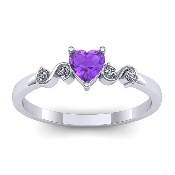 Inel de logodna cu ametist inima