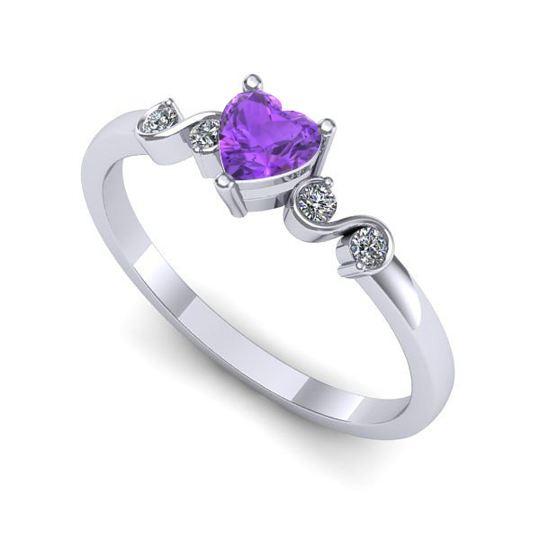 Inel logodna din aur alb cu ametist