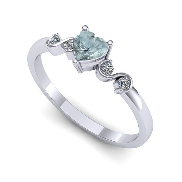 Inel de logodna din aur alb cu aquamarin