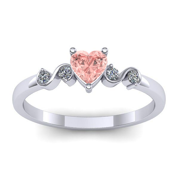Inel cu diamant de laborator roz inima