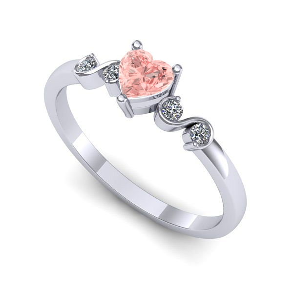 Inel din aur alb cu diamant de laborator roz