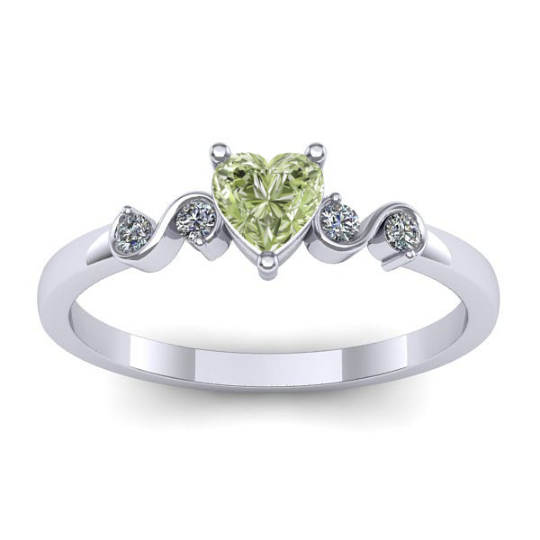 Inel de logodna cu diamant de laborator verde inima