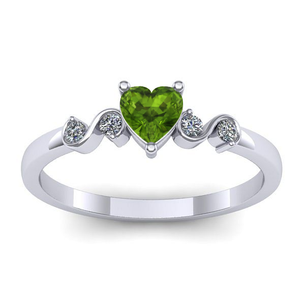 Inel de logodna cu peridot inima