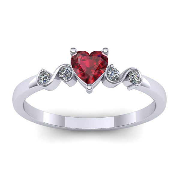 Inel de logodna cu rubin inima