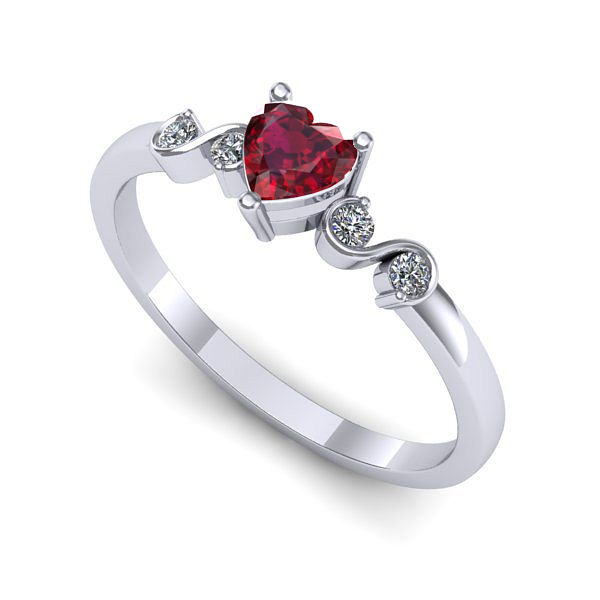 Inel de logodna din aur alb cu rubin