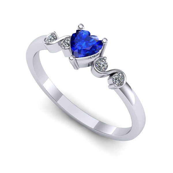 Inel din aur alb cu safir