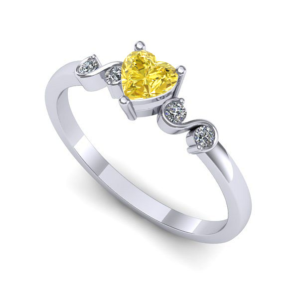 Inel de logodna din aur alb cu safir galben