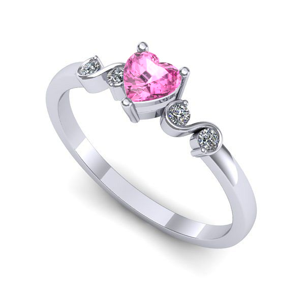 Inel de logodna din aur alb cu safir roz