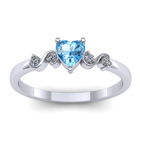 Inel de logodna cu topaz blue inima
