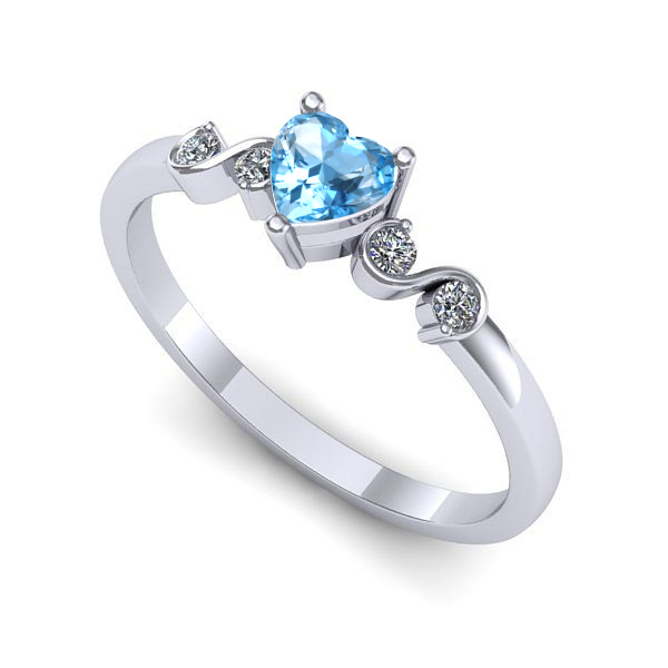 Inel logodna din aur alb cu topaz blue