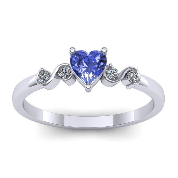 Inel logodna cu tanzanit inima