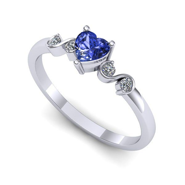 Inel logodna din aur alb cu tanzanit