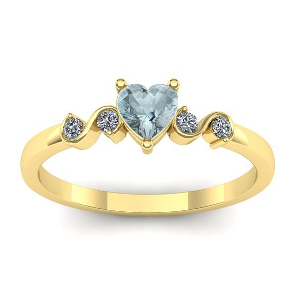 Inel cu aquamarin inima