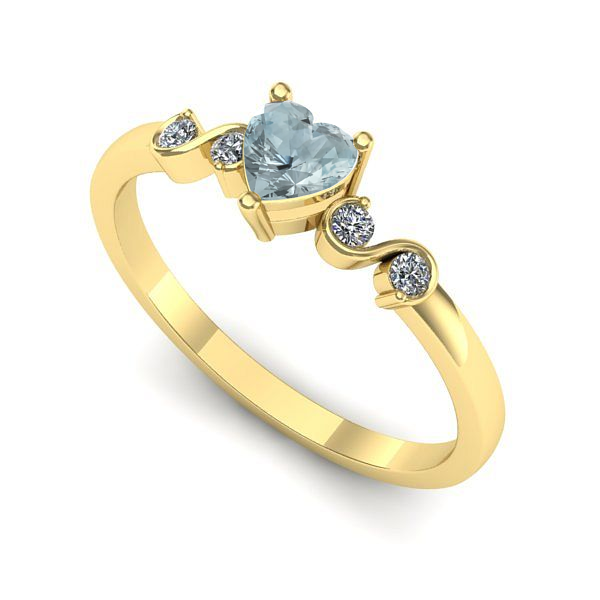 Inel de logodna din aur galben cu aquamarin