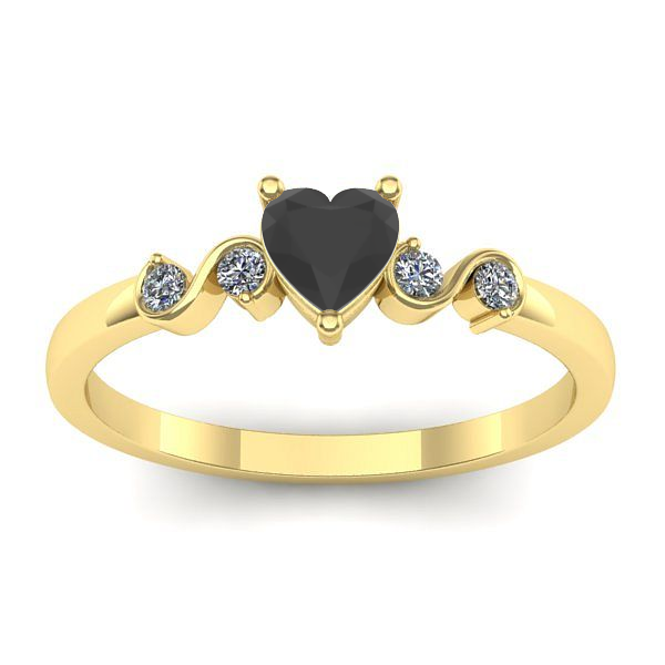 Inel de logodna cu diamant negru inima