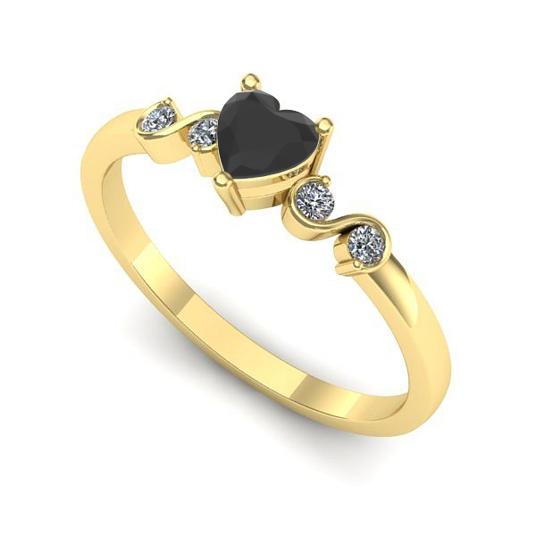 Inel din aur galben cu diamant negru