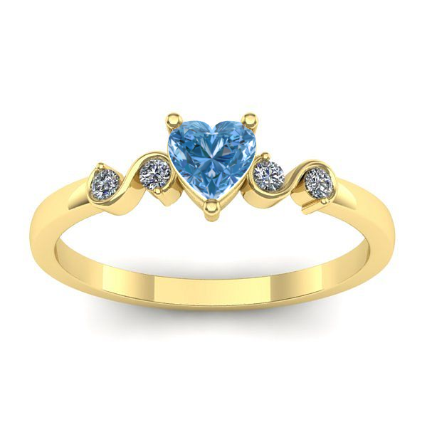 Inel de logodna cu diamant de laborator albastru inima