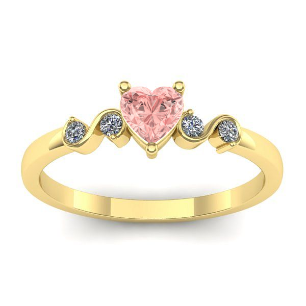 Inel logodna cu diamant de laborator roz inima