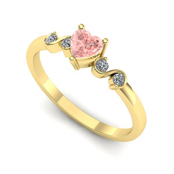 Inel de logodna din aur galben cu diamant de laborator roz