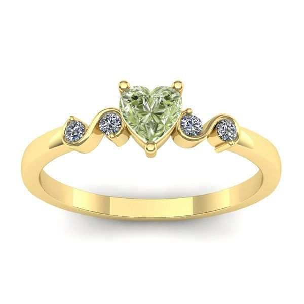 Inel logodna cu diamant de laborator verde inima