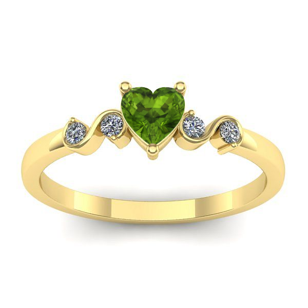 Inel de logodna cu peridot inima