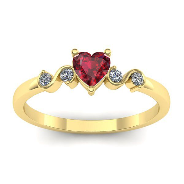 Inel logodna cu rubin inima