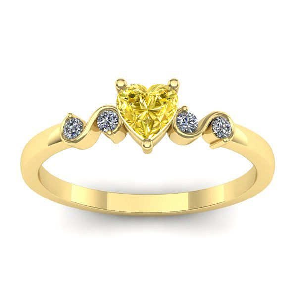 Inel cu safir galben inima