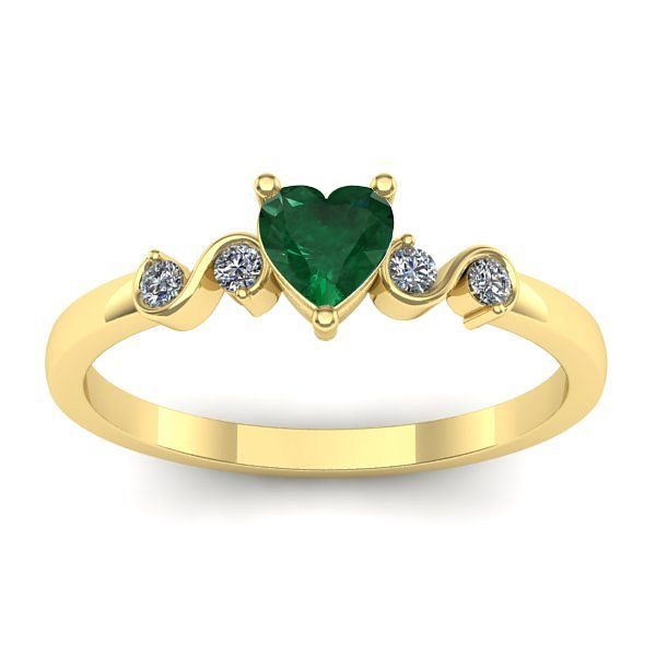 Inel logodna cu smarald inima