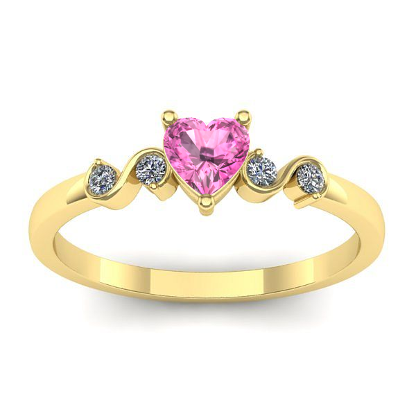 Inel cu safir roz inima