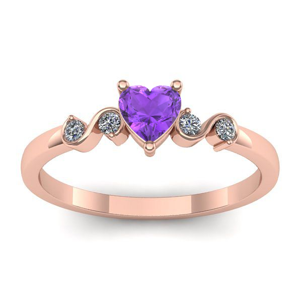 Inel logodna cu ametist inima