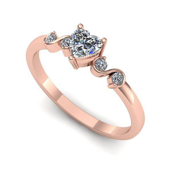 Inel din aur roz cu diamant